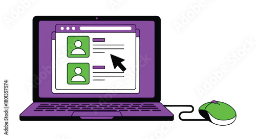 Laptop computer with user profiles and mouse for online browsing