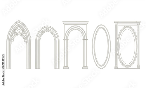 Architectural Arches Illustration Set Classic & Modern Design Elements