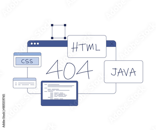 Programming Window Script and Code as Web and Application Development Vector Illustration