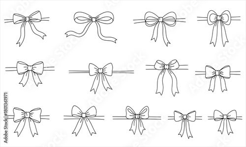 Collection of Elegant Bows A Set of Black and White Decorative Ribbons for Various Occasions
