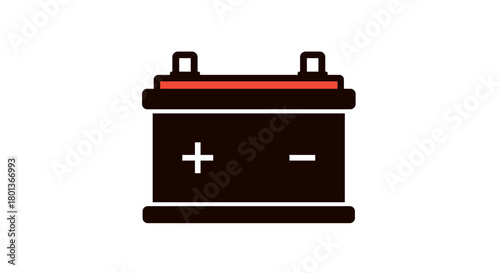 Minimal Battery Icon with Positive and Negative Polarity Symbols