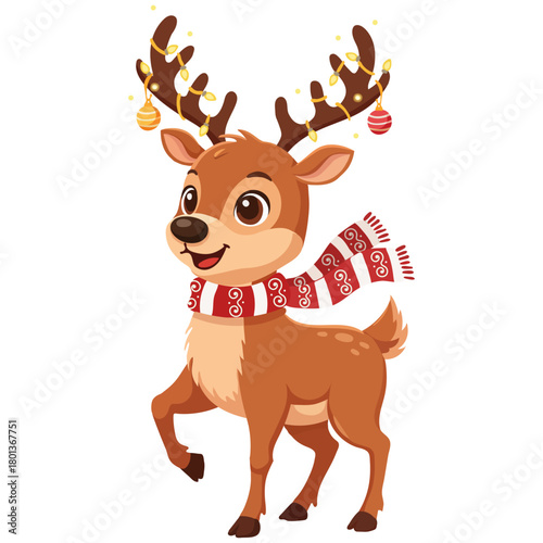 Cute Christmas Reindeer with Scarf