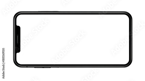 Smartphone frame black horizontal blank screen modern digital device technology isolated template empty display mobile touch screen minimal sleek contemporary portable communication gadget