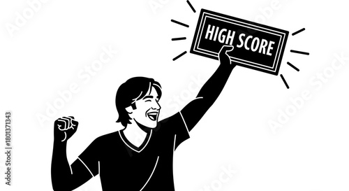 High score achievement celebration vector illustration design