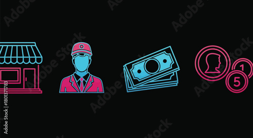 Business shop worker money coins finance earning investment cash