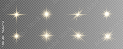 Bright cosmic flare with glowing rays and sparkling particles. Ideal for space, light effects, or radiant scene designs. Perfect for overlay or vector artwork.