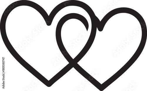 Two intertwining hearts create a timeless symbol of affection, unity, and everlasting love. This graphic representation captures the essence of connection and commitment.