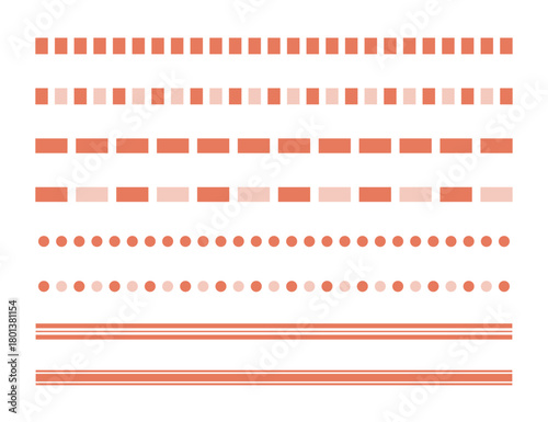 長方形と円を使ったラインセット オレンジ版