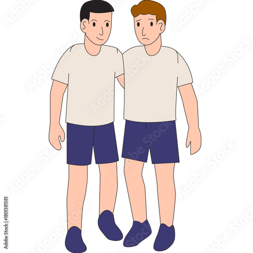 Boy Supported by Friend