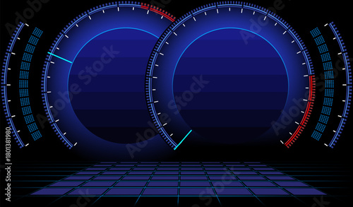 Futuristic control panel interface. Ideal for sci-fi dashboards, HUD design, and digital tech visuals.
