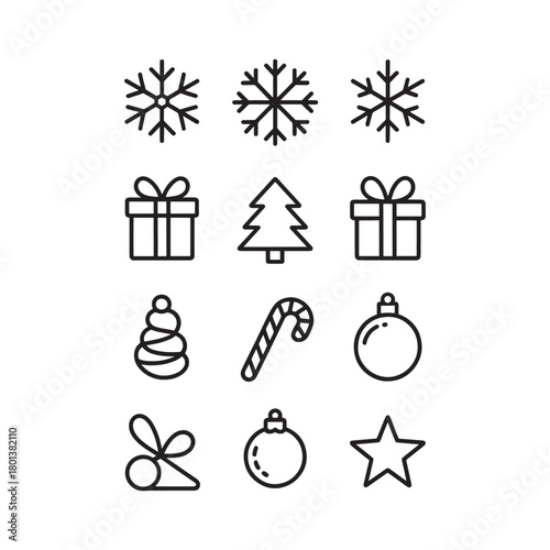 Winter snowflake set vector illustration collection festive season symbol frosty weather decoration