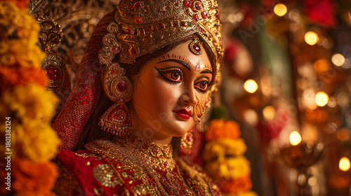 durga mata portrait at puja festival