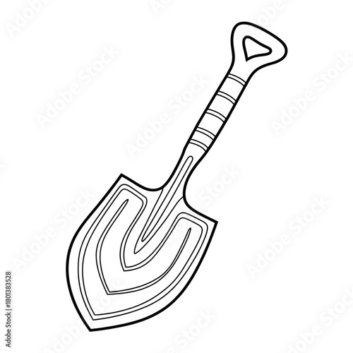 Shovel Tool Outline | Gardening Spade Vector | Outdoor Digging Line Art Illustration