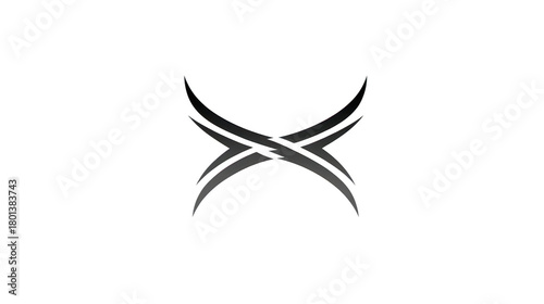 Abstract black curved line symbol minimalist design isolated on transparency background modern and elegant suitable for logo tattoo or decorative element conveying sense of balance and harmony
