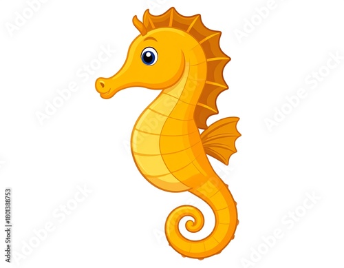Charming Cartoon Seahorse Illustration: A Vibrant and Playful Aquatic Creature