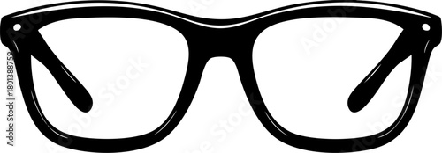 Glasses Silhouette Vector Icon Isolated on White Background – Eyewear Symbol, Optical Frame Design, Vision Correction Accessory Outline Illustration