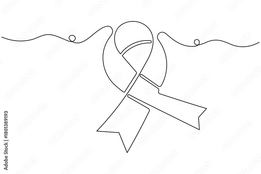 Obraz premium World aids day ribbon one line drawing minimalist style vector illustration 