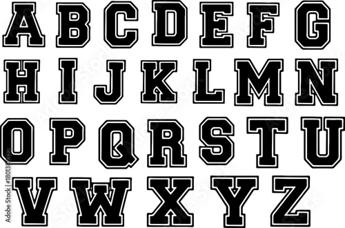 Varsity Alphabet Letter Set in Bold College Style
