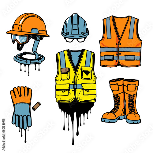 Construction worker cartoon vector illustration fun character design