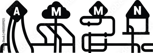 road map silhouette style minimal icon set vector art illustration on a white background.
