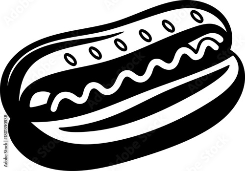 Hot Dog Vector Icon Isolated on White Background – Classic Fast Food Sandwich Symbol, Street Food Design, Snack Meal Concept Illustration