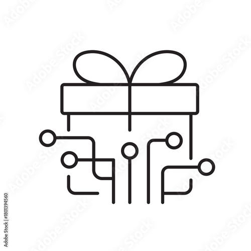 A vector icon representing personalized gift flow powered by AI, created in line style with editable stroke