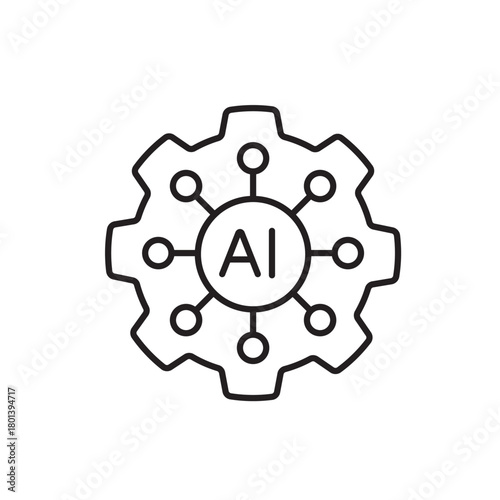 A vector icon representing campaign performance metrics powered by AI, created in line style with editable stroke