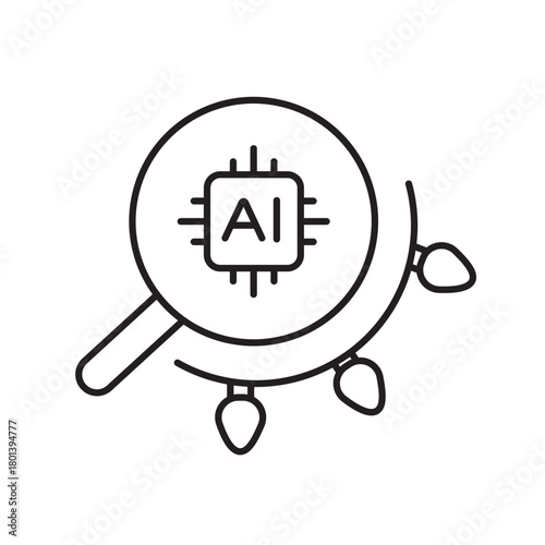 A vector icon representing AI social listening for holiday insights, created in line style with editable stroke