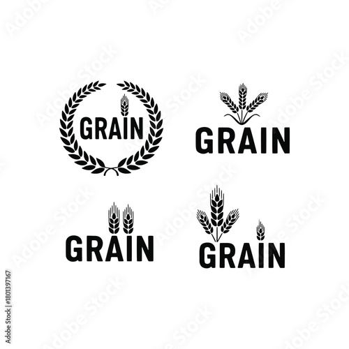 Elegant grain logos for branding food products or agriculture business