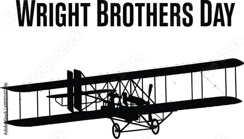 Vintage wright brothers day airplane illustration isolated on white background