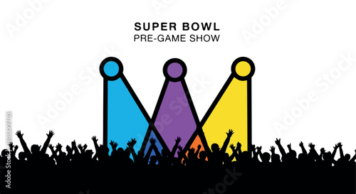Super Bowl pre-game show crowd and trophy design
