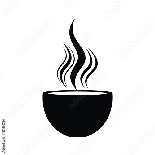 Steaming Bowl silhouette vector Icon