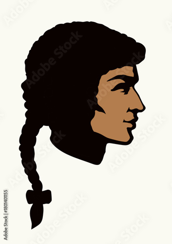 Vintage french wig. Vector drawing