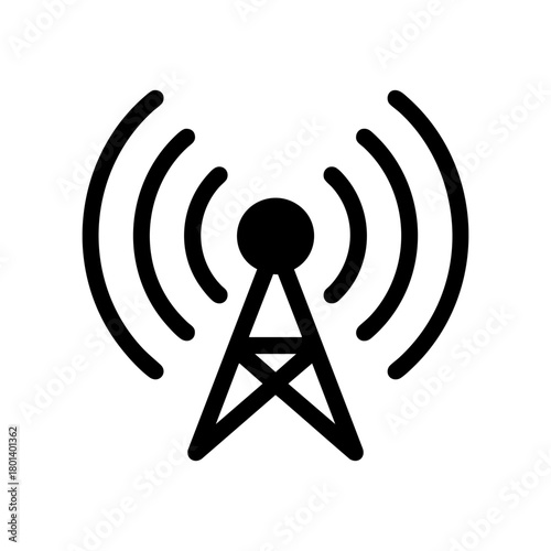 Radio tower icon. Antenna broadcasting signal. Wireless, wifi, and communication symbol. Network and connection sign. Vector illustration.