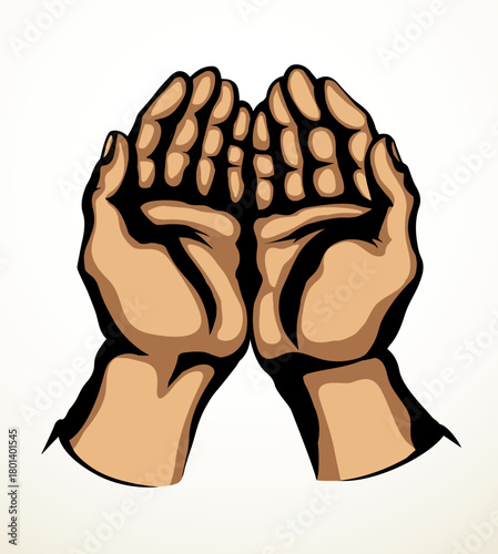 Praying hands. Vector drawing icon