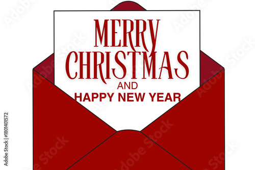 Festive card wishes Merry Christmas and Happy New Year