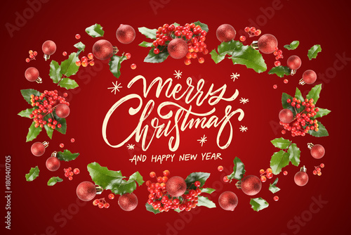 Cheerful decorations featuring Christmas elements and berries