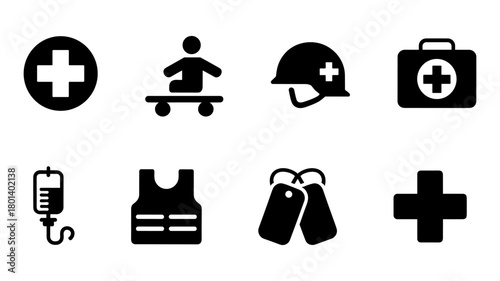 Military medical and safety icons collection