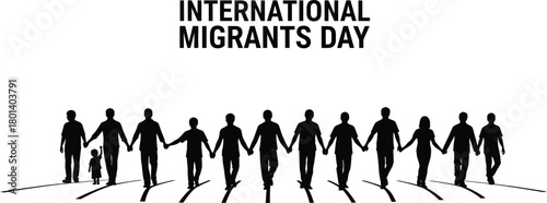 Silhouettes of people holding hands for international migrants day