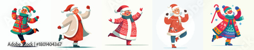 vector of a grandma dancing to welcome Christmas