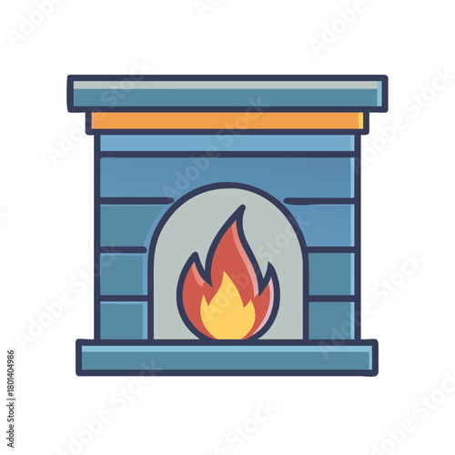 a flat icon of a vector clip art fireplace for web and graphic design