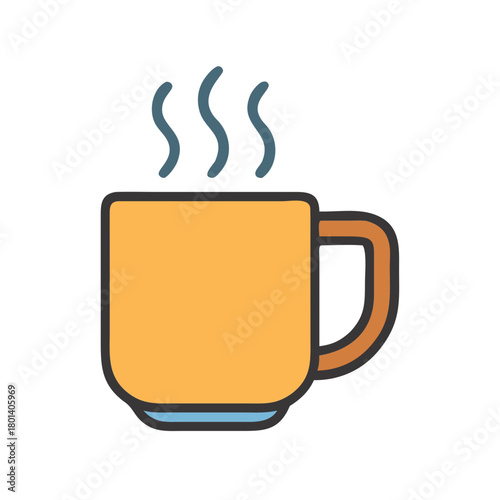 a flat icon of a vector clip art mug with steam for web and graphic design