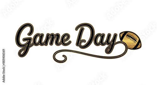 Game day lettering with football and transparent background