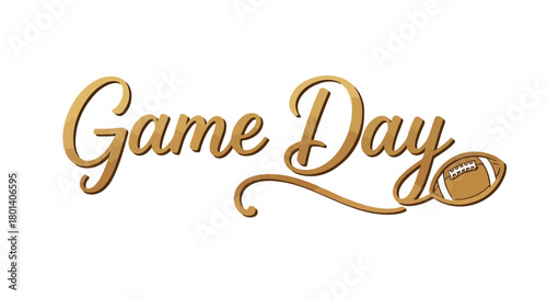 Game day lettering with football and transparent background