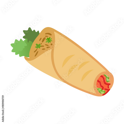a flat icon of vector clip art shawarma for web and graphic design