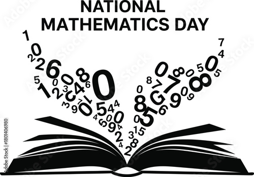 AdoNational Mathematics Day Concept with Numbers and Open Book”be Illustrator Artwork