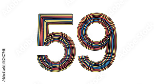 Colorful number 59 with transparent background