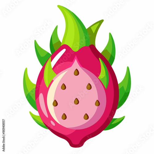Dragon Fruit Cartoon Icon – Cute Tropical Pitaya Vector Illustration