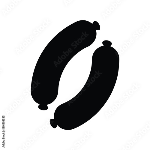 Two grilled sausage link silhouettes for culinary use