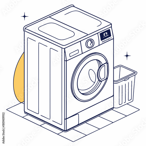 A modern washing machine with a sleek design, perfect for any home laundry room isolated on a convenient appliance for cleaning clothes